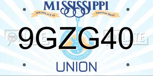 9GZG40 Mississippi License Plate