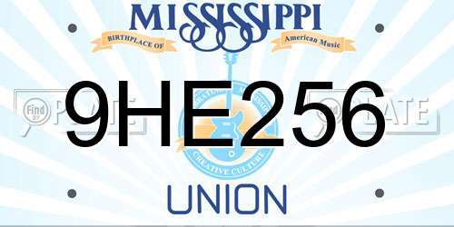 9HE256 Mississippi License Plate