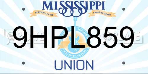 9HPL859 Mississippi License Plate