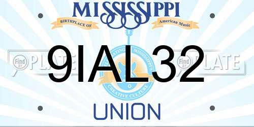 9IAL32 Mississippi License Plate