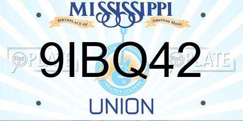 9IBQ42 Mississippi License Plate