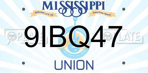 9IBQ47 Mississippi License Plate