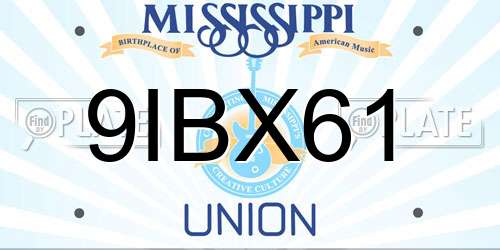 9IBX61 Mississippi License Plate