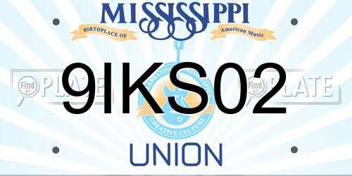 9IKS02 Mississippi License Plate