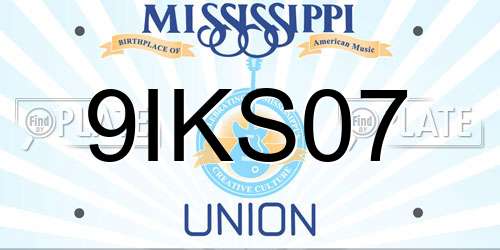 9IKS07 Mississippi License Plate