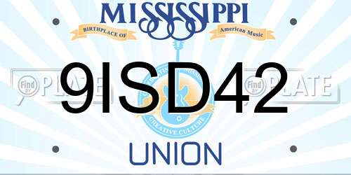9ISD42 Mississippi License Plate