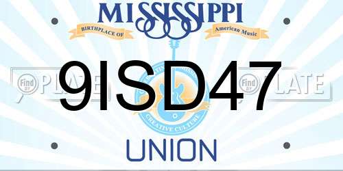 9ISD47 Mississippi License Plate