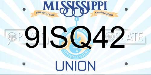 9ISQ42 Mississippi License Plate