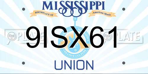 9ISX61 Mississippi License Plate