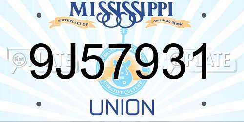 9J57931 Mississippi License Plate
