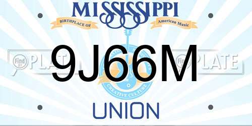 9J66M Mississippi License Plate