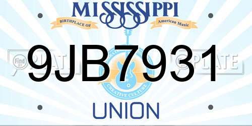 9JB7931 Mississippi License Plate