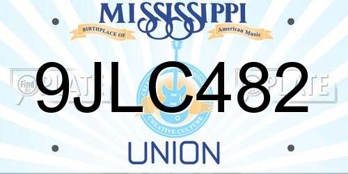 9JLC482 Mississippi License Plate