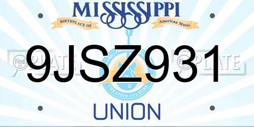 9JSZ931 Mississippi License Plate