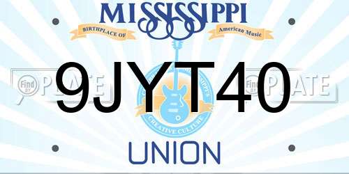 9JYT40 Mississippi License Plate