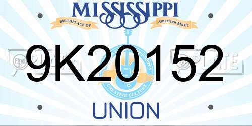 9K20152 Mississippi License Plate