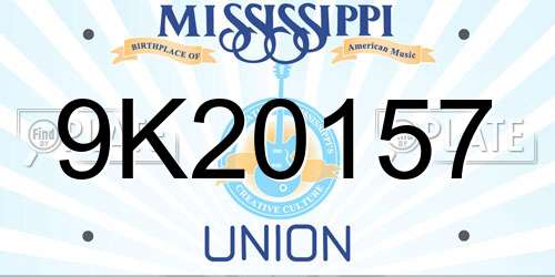9K20157 Mississippi License Plate