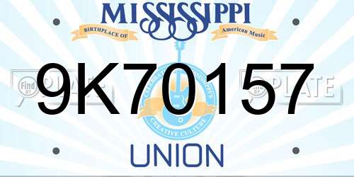 9K70157 Mississippi License Plate