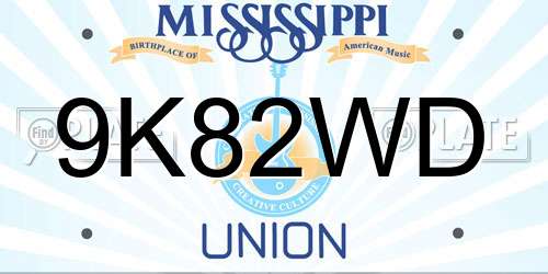 9K82WD Mississippi License Plate