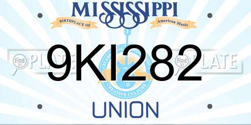 9KI282 Mississippi License Plate