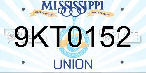 9KT0152 Mississippi License Plate
