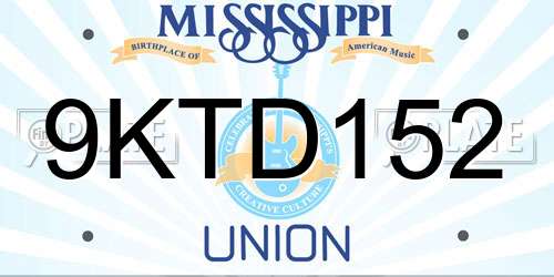 9KTD152 Mississippi License Plate
