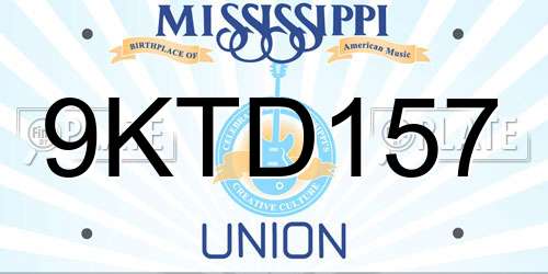 9KTD157 Mississippi License Plate