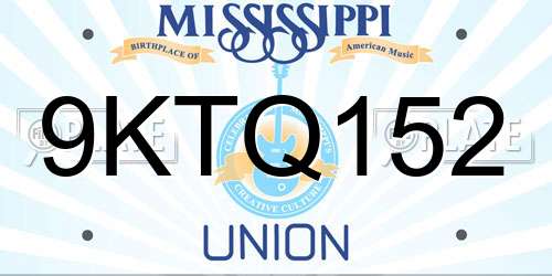 9KTQ152 Mississippi License Plate