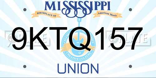 9KTQ157 Mississippi License Plate