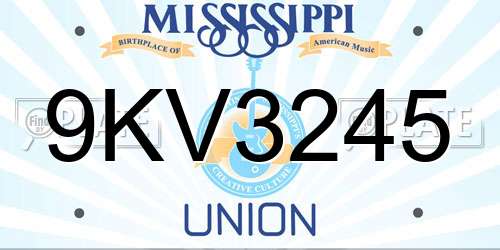 9KV3245 Mississippi License Plate