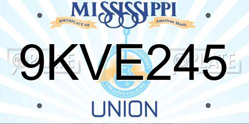 9KVE245 Mississippi License Plate