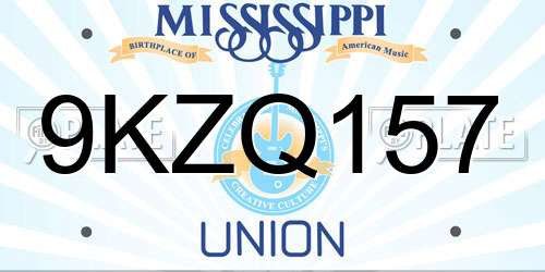 9KZQ157 Mississippi License Plate