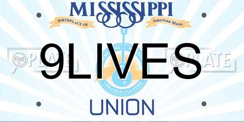 9LIVES Mississippi License Plate
