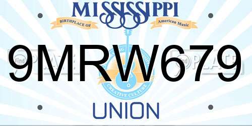 9MRW679 Mississippi License Plate