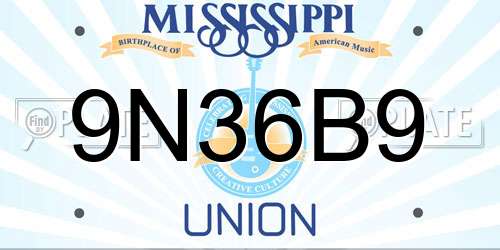 9N36B9 Mississippi License Plate