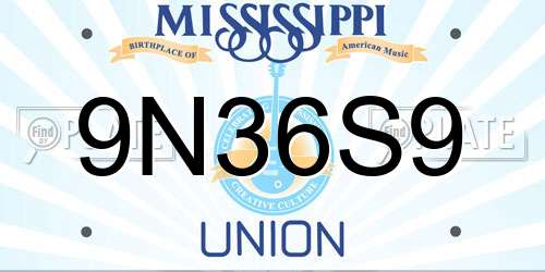 9N36S9 Mississippi License Plate