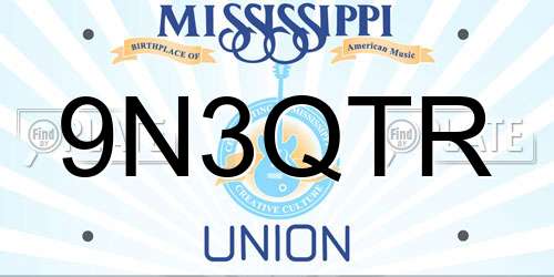 9N3QTR Mississippi License Plate