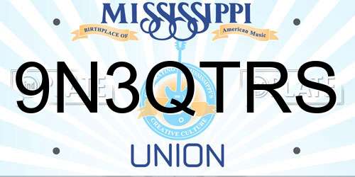 9N3QTRS Mississippi License Plate