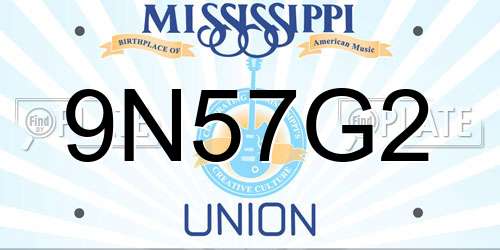 9N57G2 Mississippi License Plate