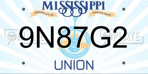 9N87G2 Mississippi License Plate