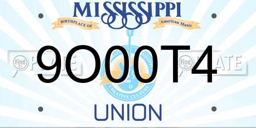 9O00T4 Mississippi License Plate