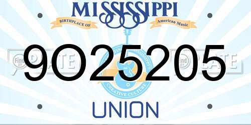 9O25205 Mississippi License Plate