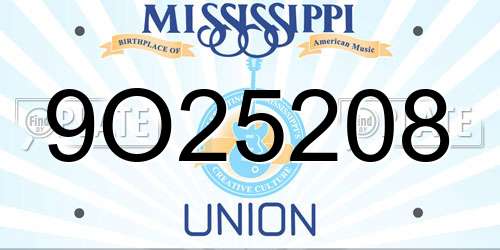 9O25208 Mississippi License Plate