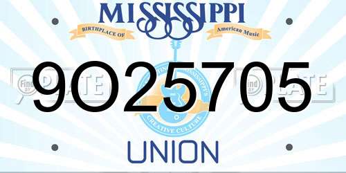 9O25705 Mississippi License Plate