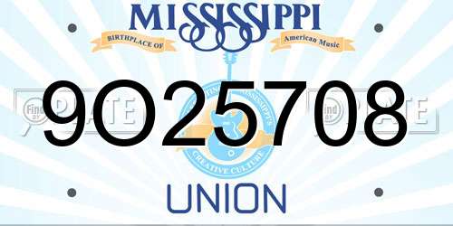 9O25708 Mississippi License Plate