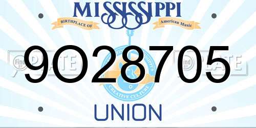 9O28705 Mississippi License Plate