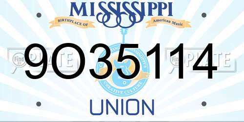 9O35114 Mississippi License Plate