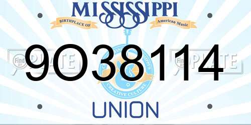 9O38114 Mississippi License Plate