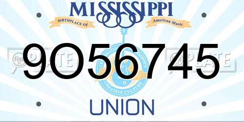 9O56745 Mississippi License Plate