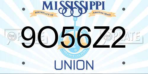 9O56Z2 Mississippi License Plate
